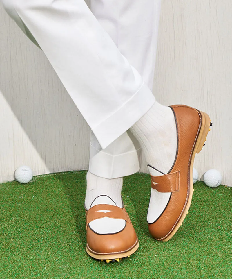 ALL CLASSIC Golf Noble Penny Loafer Classic Golf Shoes - Light Brown