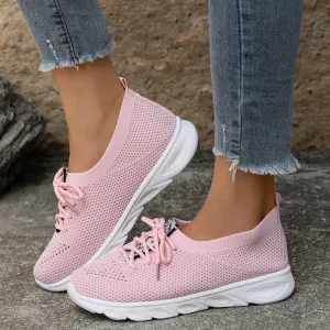 AMOZAE- - Breathable Knitting Flats Lightweight Slip-On Sneakers