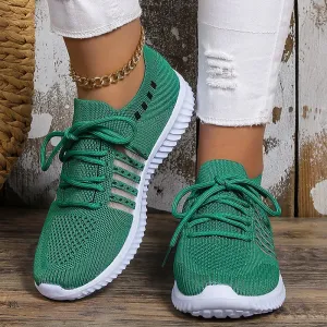 AMOZAE- - Lightweight Green Knitted Running Shoes