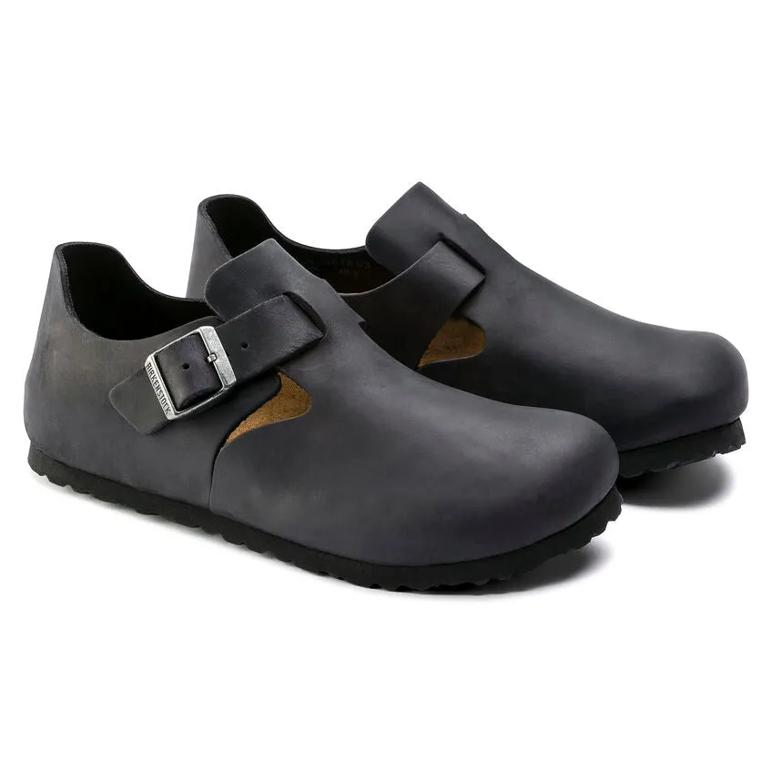 BIRKENSTOCK LONDON CLASSIC FOOTBED SHOE - BLACK OILED LEATHER