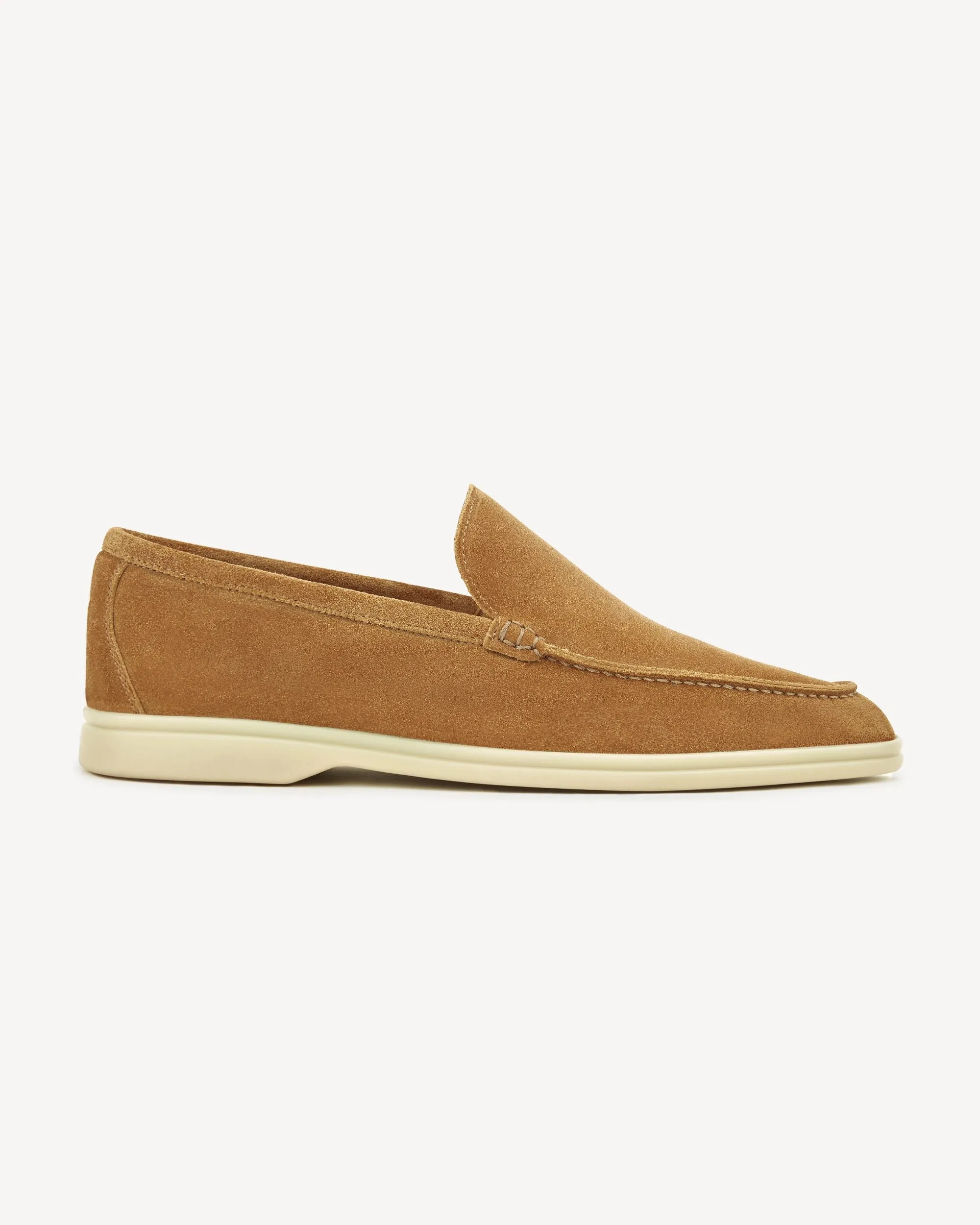 Brabion Unlined Capri Suede Loafer – Caramel