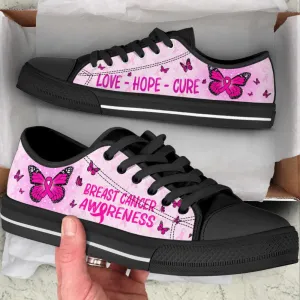 Breast Cancer Shoes With Butterfly Version Low Top Shoes Canvas Shoes, Best Canvas Shoes, Low Top Sneaker