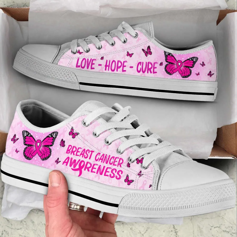 Breast Cancer Shoes With Butterfly Version Low Top Shoes Canvas Shoes, Best Canvas Shoes, Low Top Sneaker