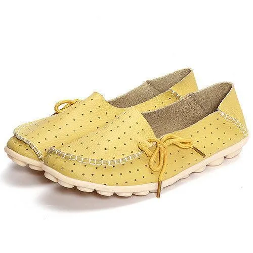 Butterflyknot Breathable Soft Lace Slip On Soft Pierced Flat Loafers