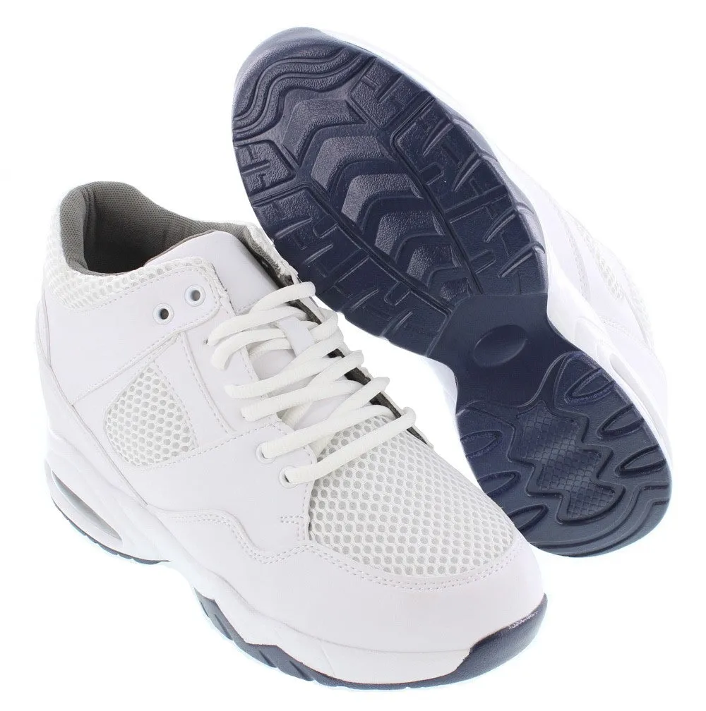 CALTO 3.4" Taller Men's Lightweight White Elevator Sneakers