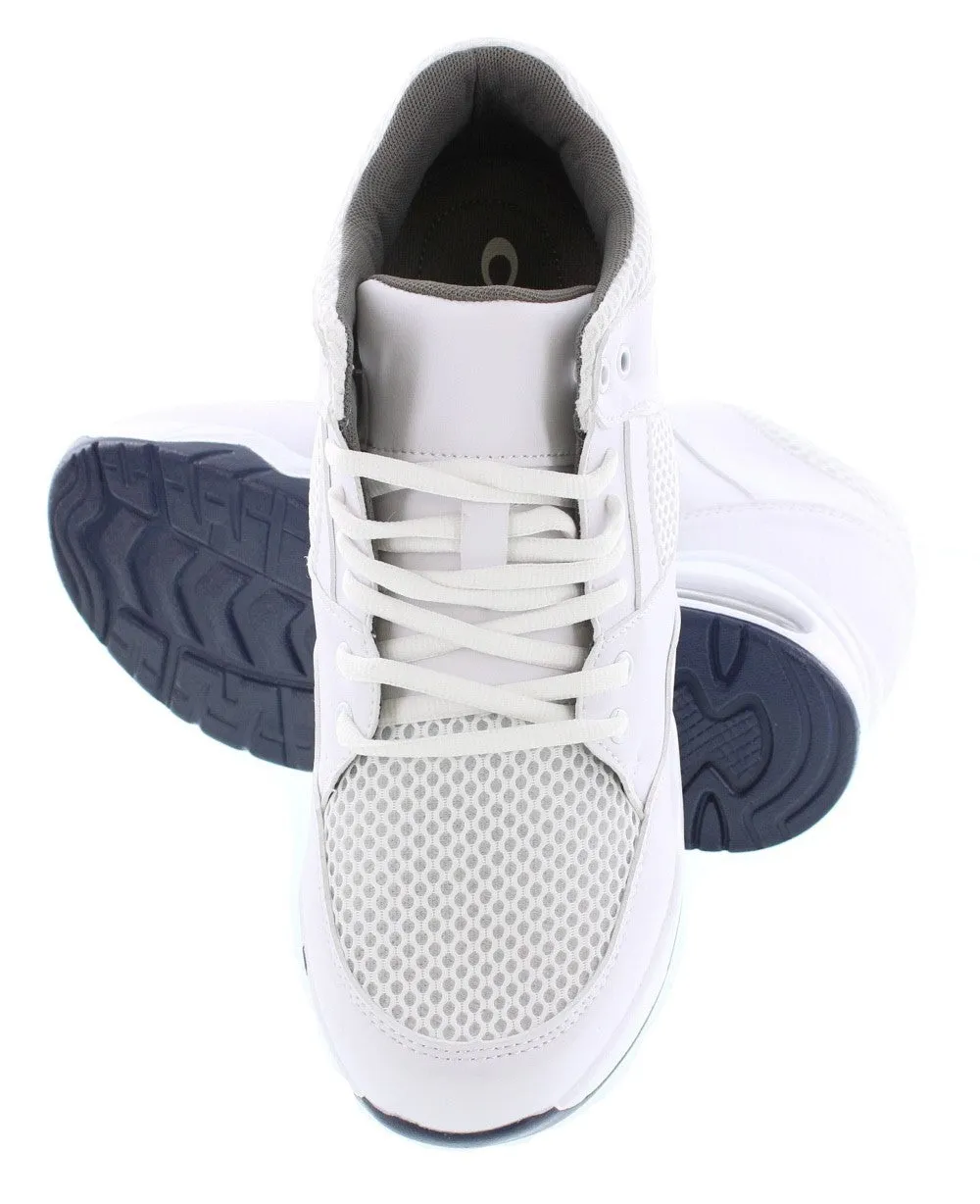 CALTO 3.4" Taller Men's Lightweight White Elevator Sneakers