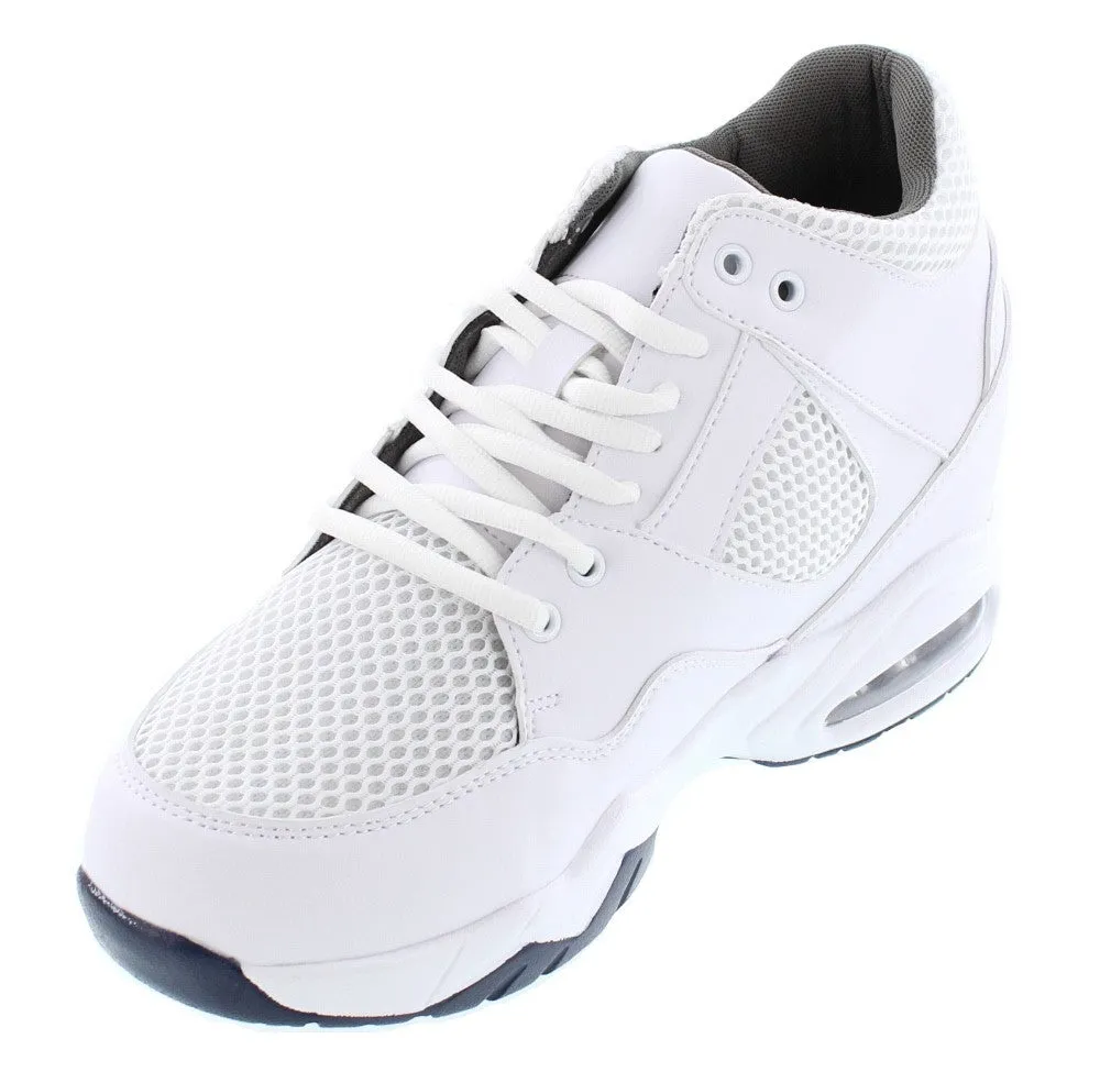 CALTO 3.4" Taller Men's Lightweight White Elevator Sneakers