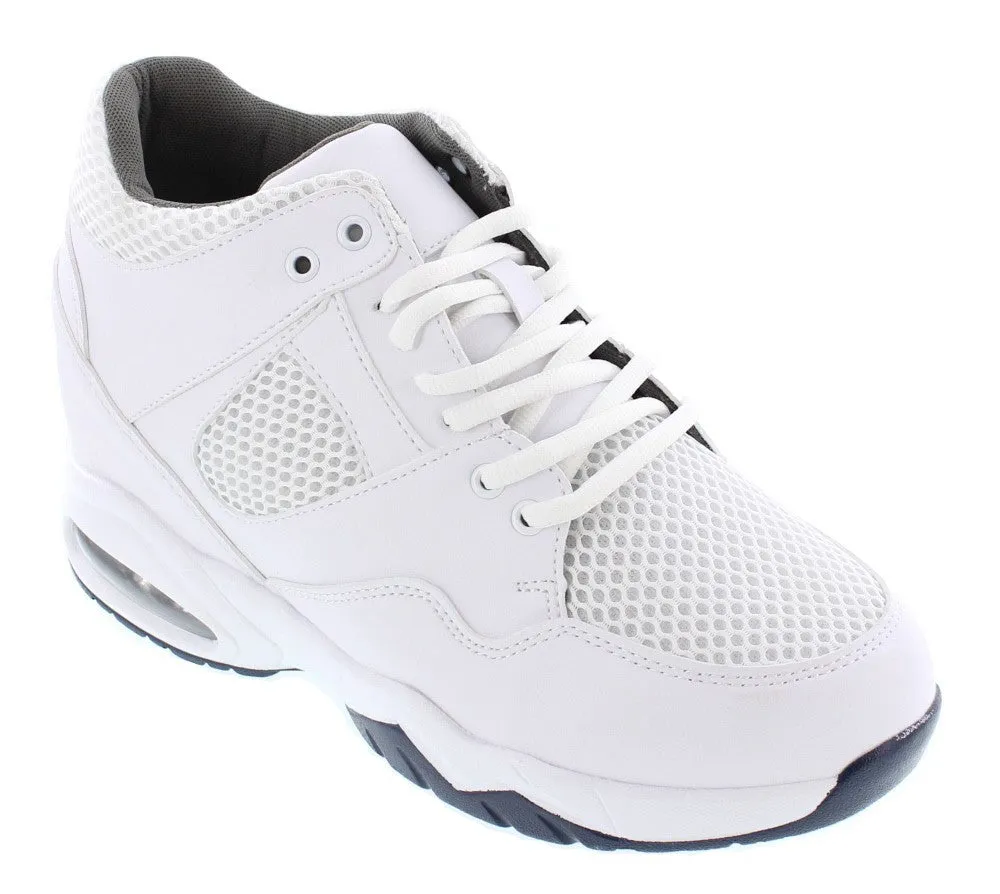 CALTO 3.4" Taller Men's Lightweight White Elevator Sneakers