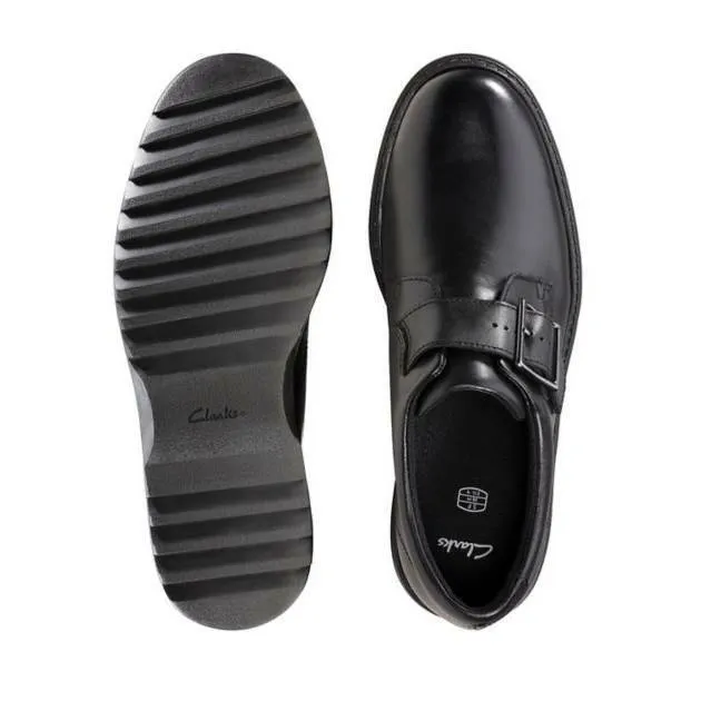 Clarks Asher Civic Leather Black Boys School Shoes