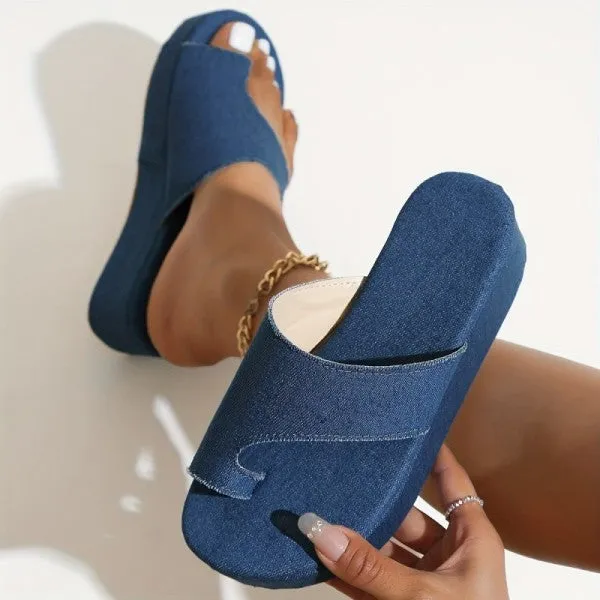 deanwangkt - Blue Casual Patchwork Solid Color Round Comfortable Wedges Shoes