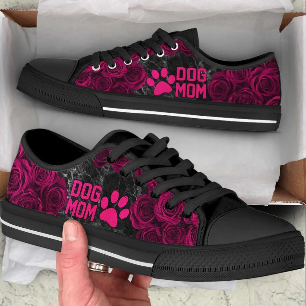 Dog Mom Rose And Paw Low Top Shoes Canvas Sneakers Casual Shoes, Dog Printed Shoes, Canvas Shoes For Men, Women