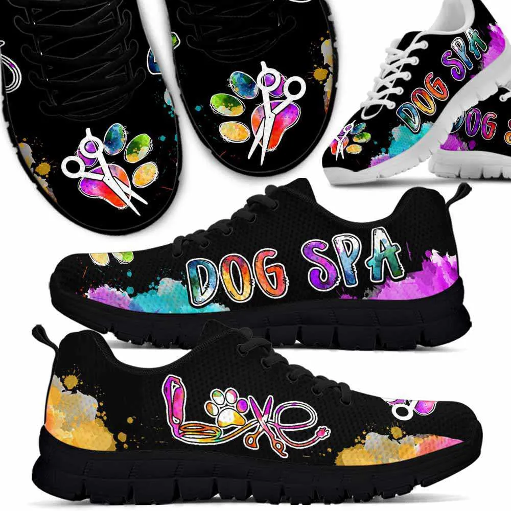 Dog Spa Colorful Watercolor Sneakers Shoes, Dog Print Shoes, Best Running Shoes, Unique Gifts For Dog Lovers