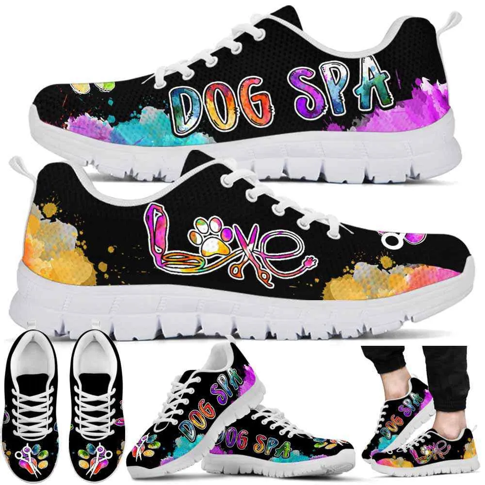 Dog Spa Colorful Watercolor Sneakers Shoes, Dog Print Shoes, Best Running Shoes, Unique Gifts For Dog Lovers