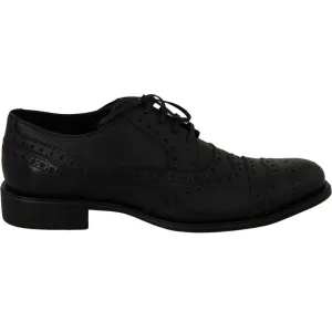 Dolce & Gabbana Elegant Dark Blue Wingtip Derby Dress Shoes