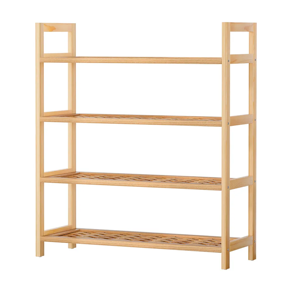 Durable 4-Tier Shoe Rack with Weaved Shelves - Artiss