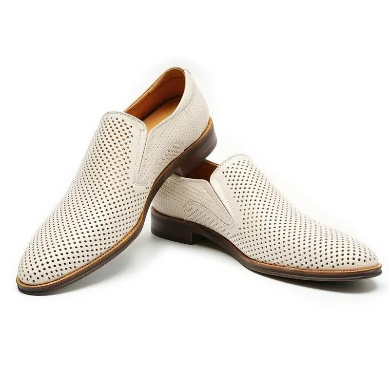 Elegant Leather Brogue Style Wedding Slip-Ons