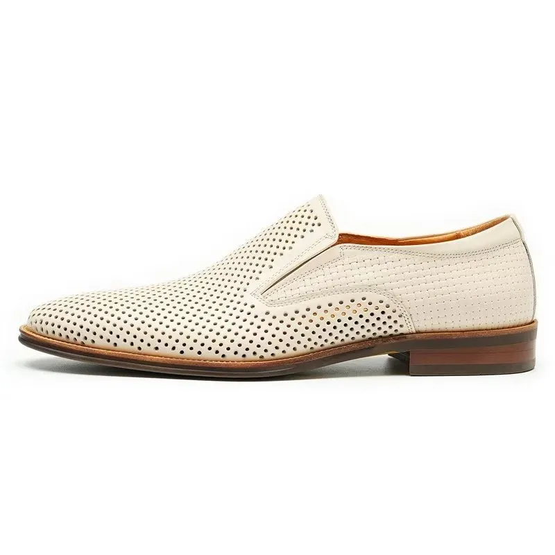 Elegant Leather Brogue Style Wedding Slip-Ons