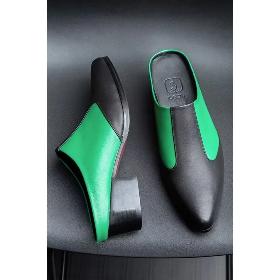 Elegant Pointed Toe LuxePoint Leather Business Slippers