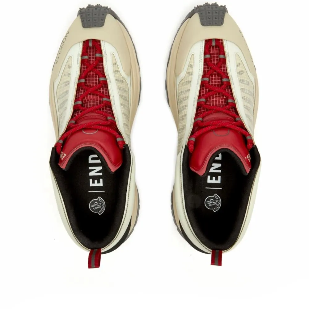 END. Lightweight Trailgrip sneakers in collaboration with Moncler, beige/red