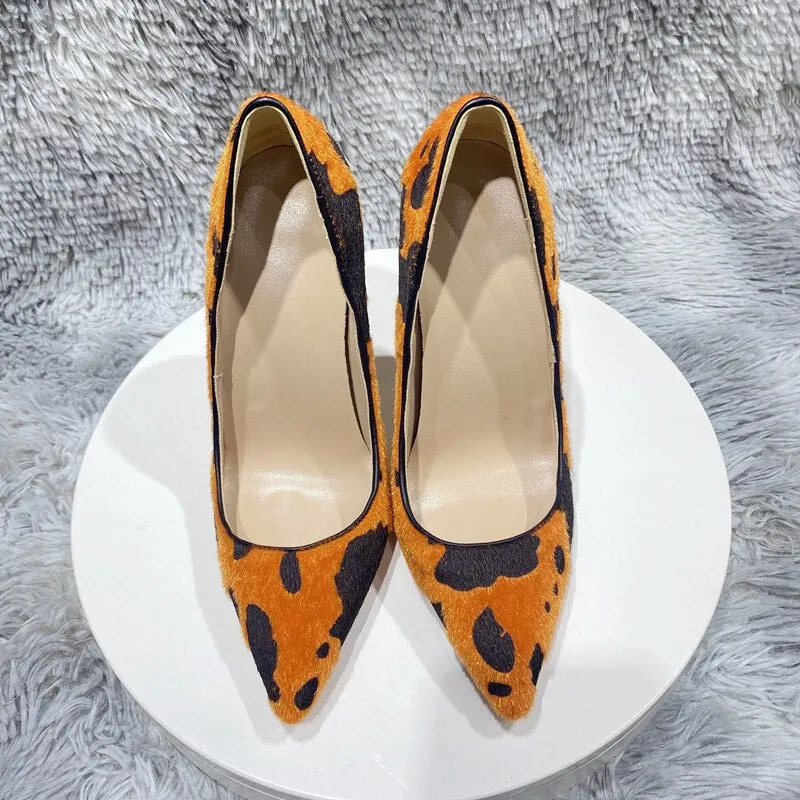 Fashionable Cow Print Style Pointed Toe Stiletto Collection