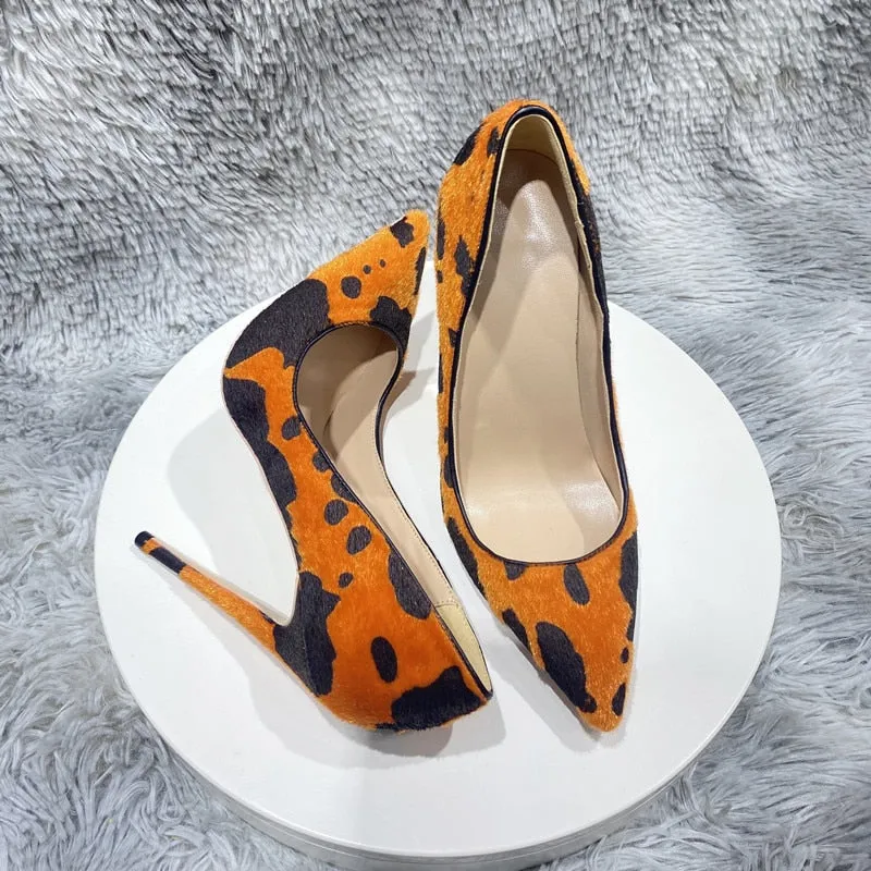 Fashionable Cow Print Style Pointed Toe Stiletto Collection