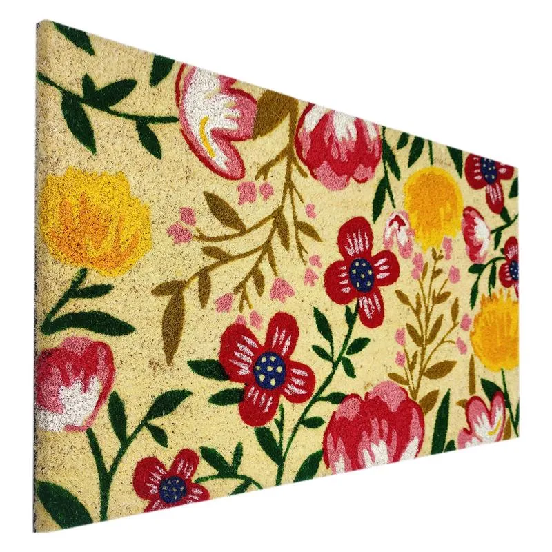 First Concept 18 in. W X 30 in. L Multicolored Flowers Coir Door Mat