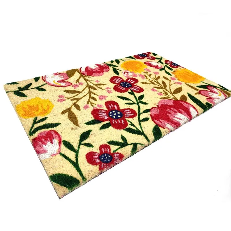 First Concept 18 in. W X 30 in. L Multicolored Flowers Coir Door Mat