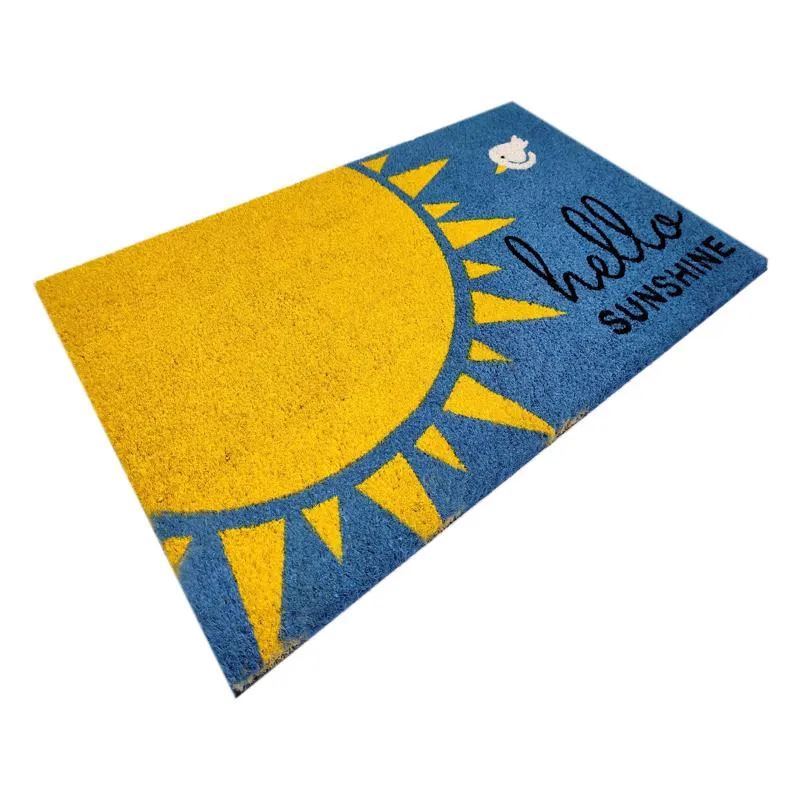 First Concept 18 in. W X 30 in. L Multicolored Hello Sunshine Coir Door Mat