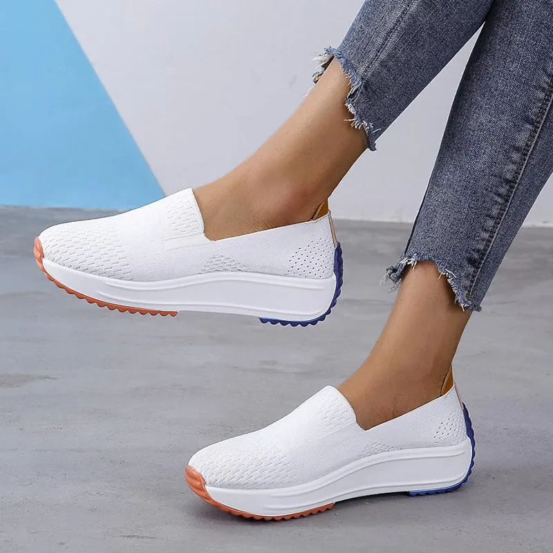 Fly weaving comfortable casual slip on women's shoes