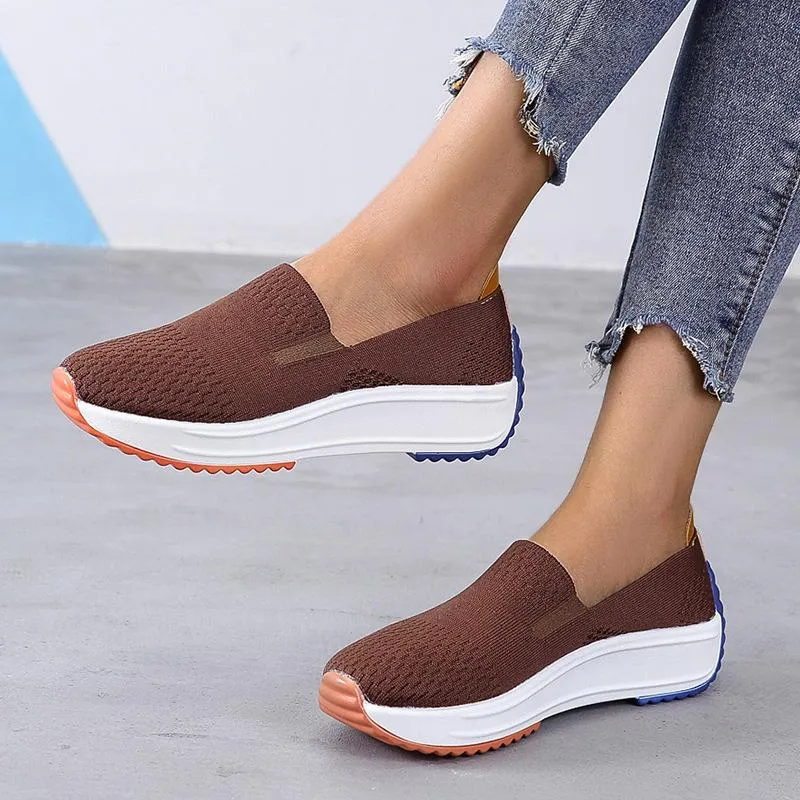 Fly weaving comfortable casual slip on women's shoes