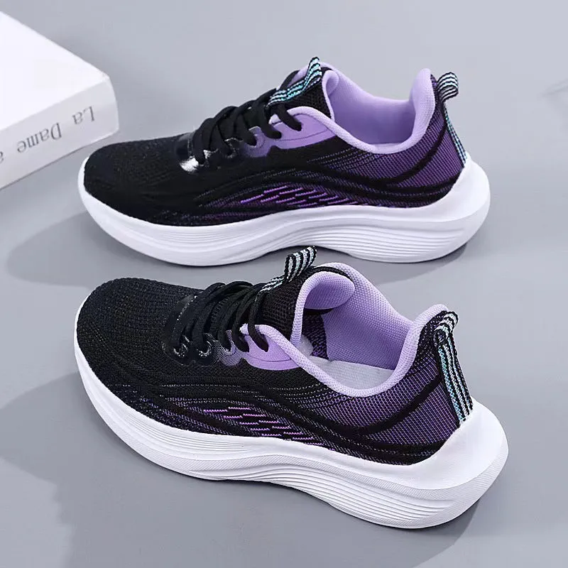 ikearlax Women's Shoes Cross-Border New Arrival Outdoor Sneakers Flying Woven Breathable Casual and Lightweight Running Shoes Mother Walking Shoes Travel Shoes