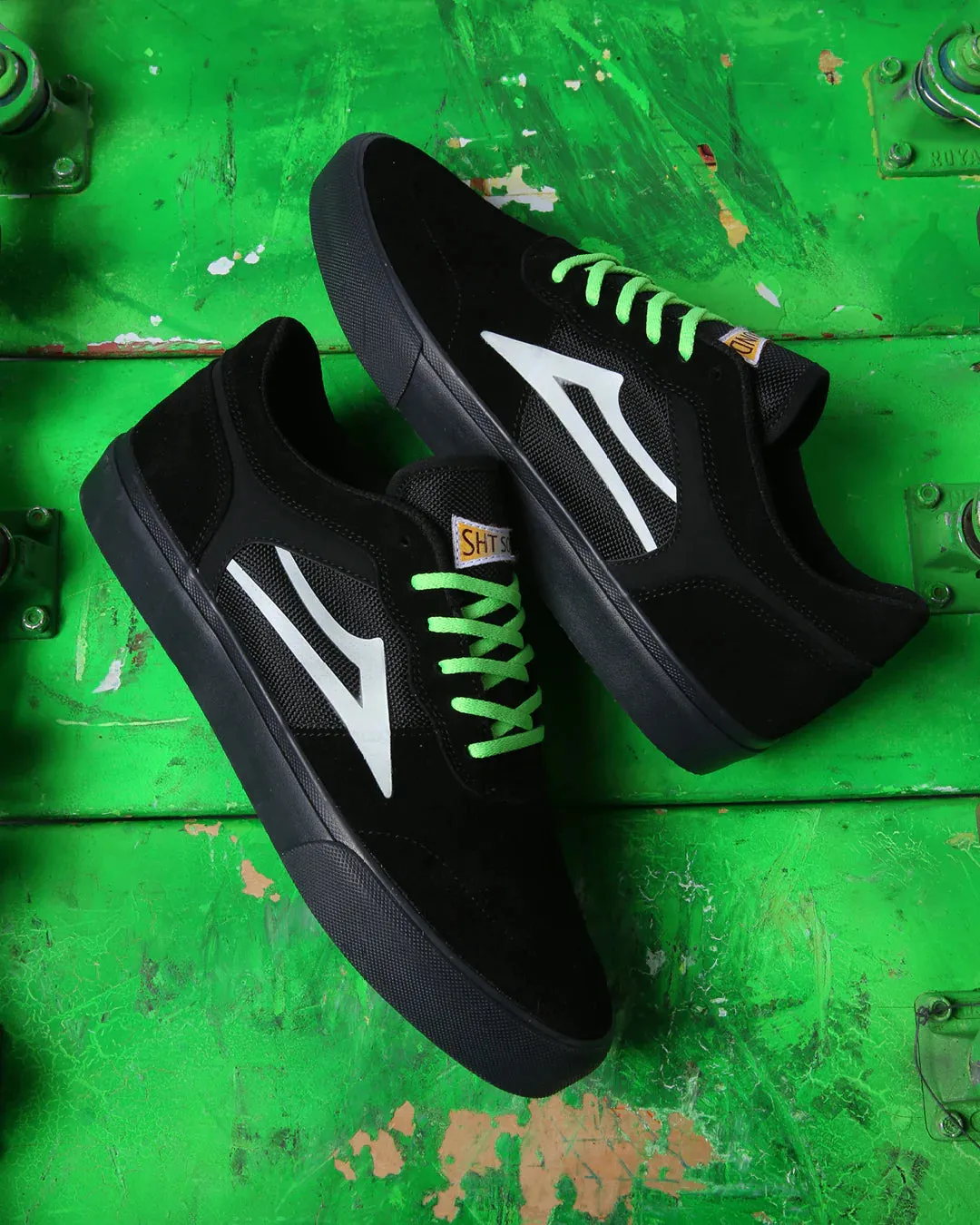 Lakai Shoes Staple SMU - Black/UV Green Suede