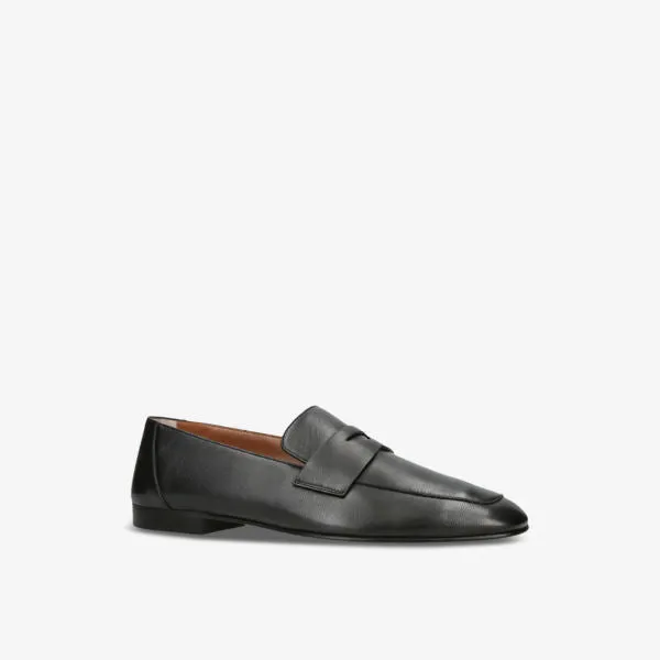 Le Monde Beryl soft leather penny loafers, black