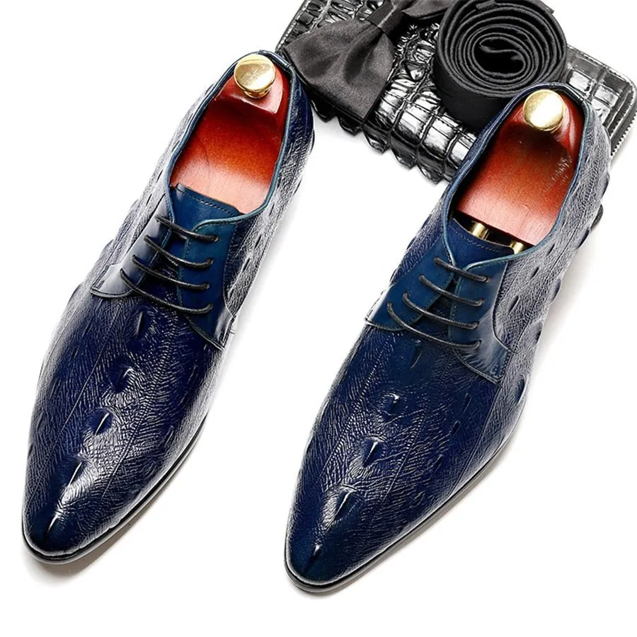 LuxeGator Exotic Lace Up Oxford Dress Shoes