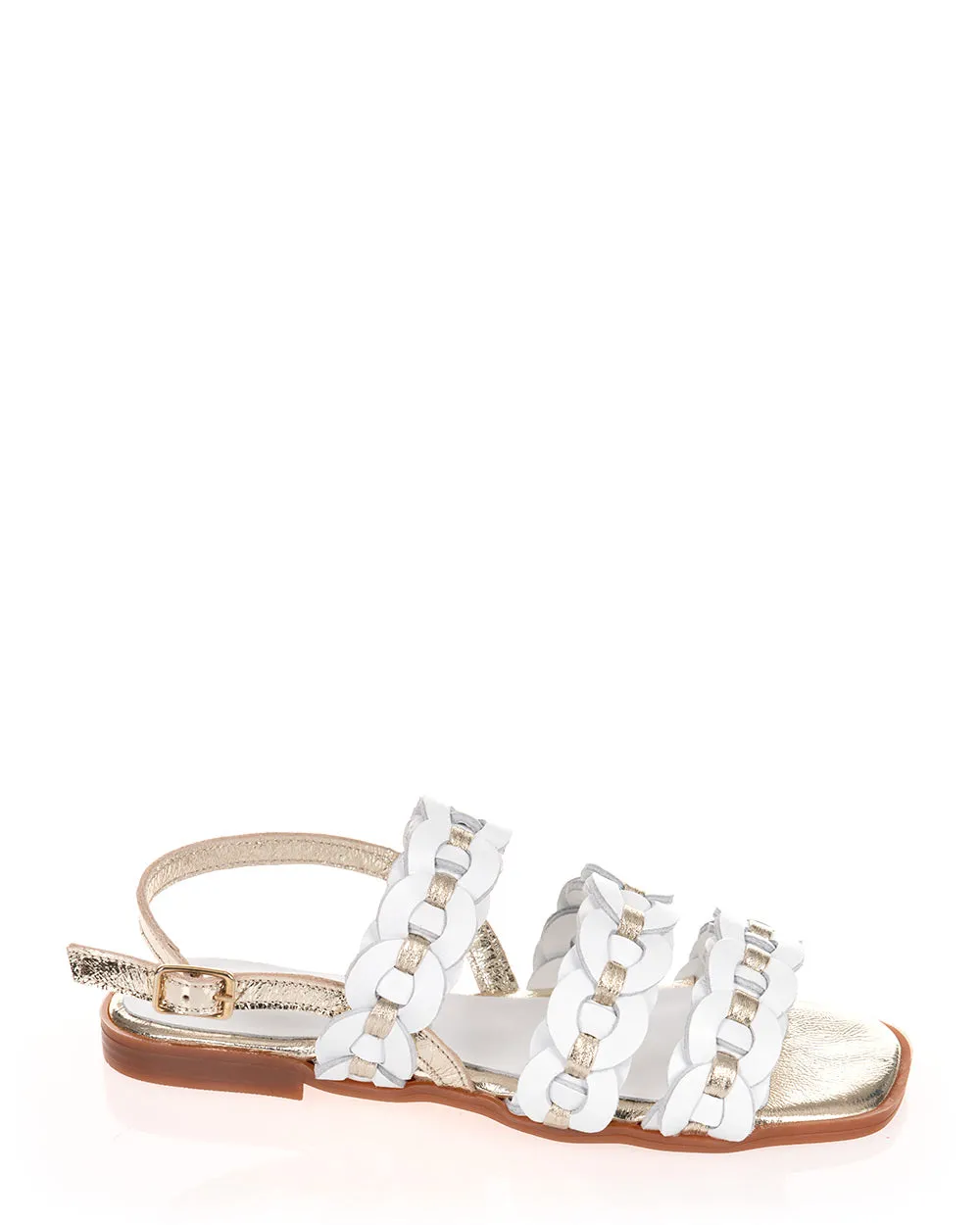 Mago Harlin White & Gold Leather Sandal