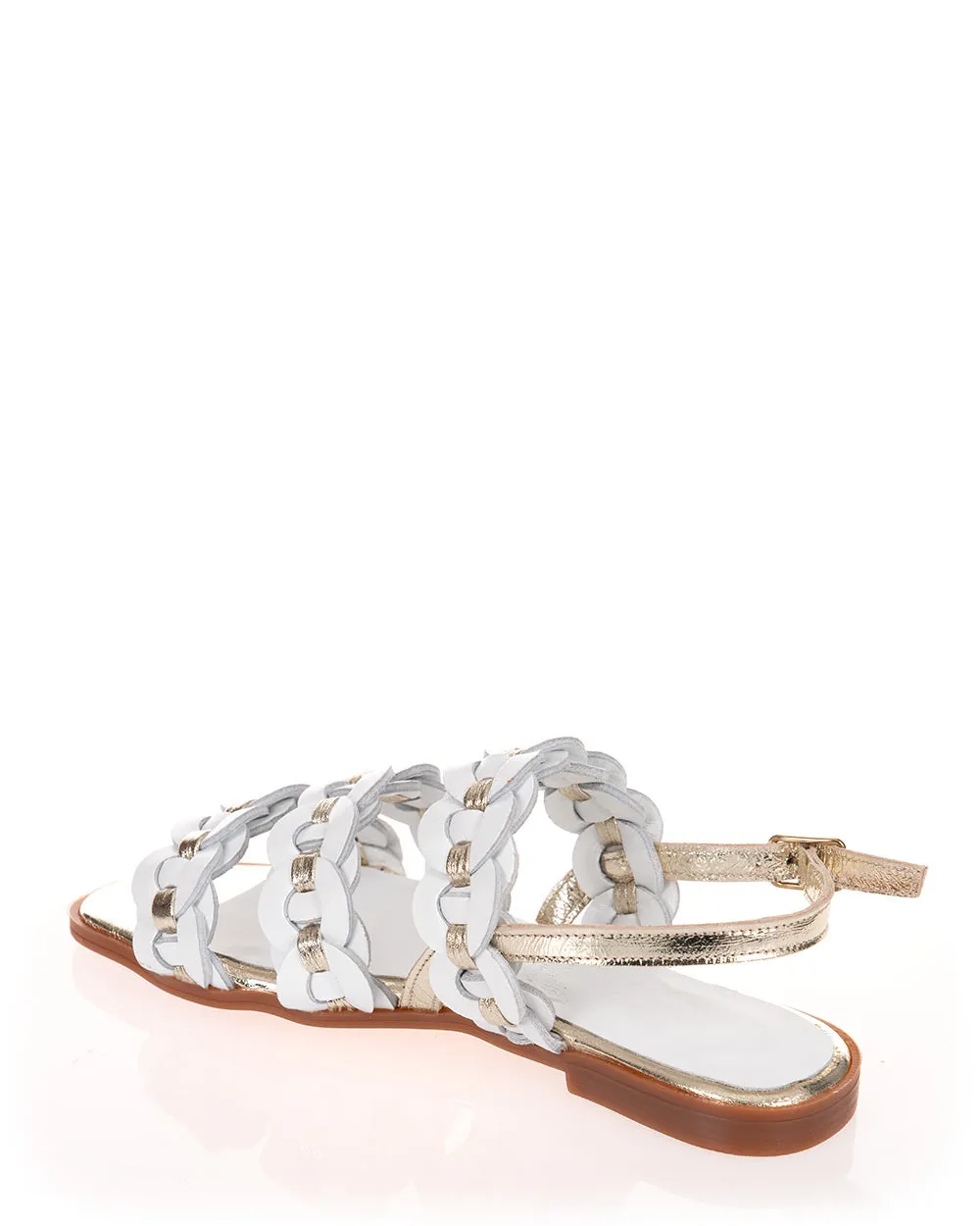 Mago Harlin White & Gold Leather Sandal