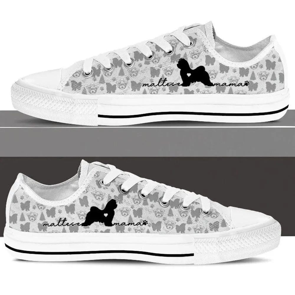 Maltese Low Top Shoes - Dog Walking Shoes Men Women, Dog Printed Shoes, Canvas Shoes For Men, Women