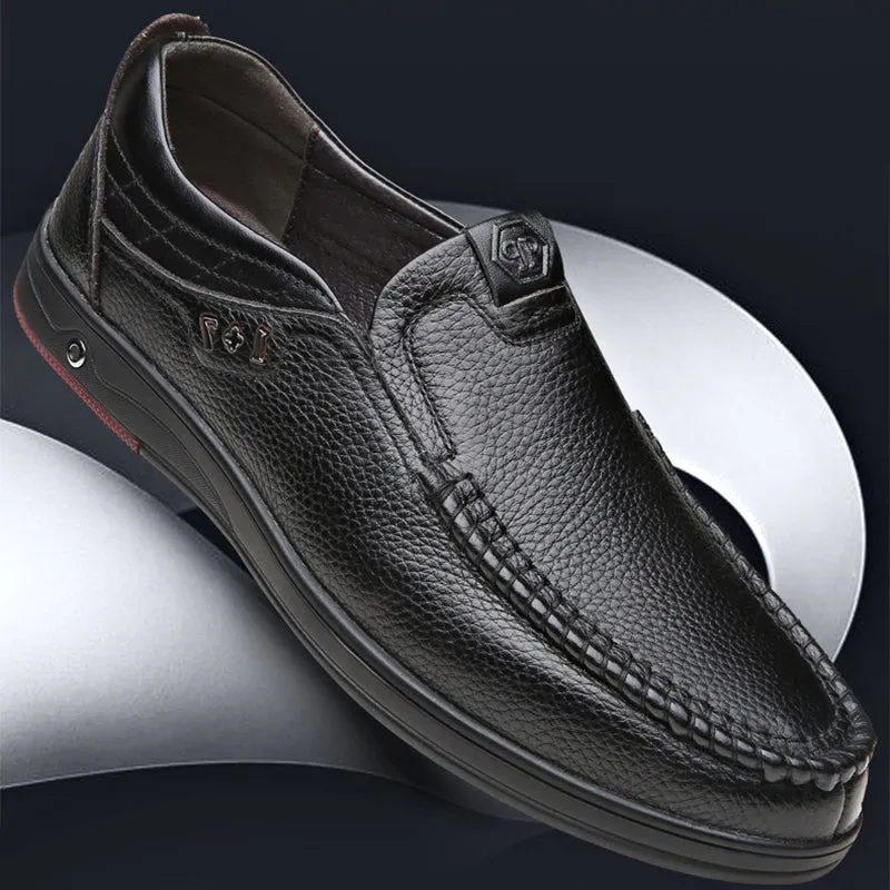 Men's Leather Soft Insole Casual Business Slippers