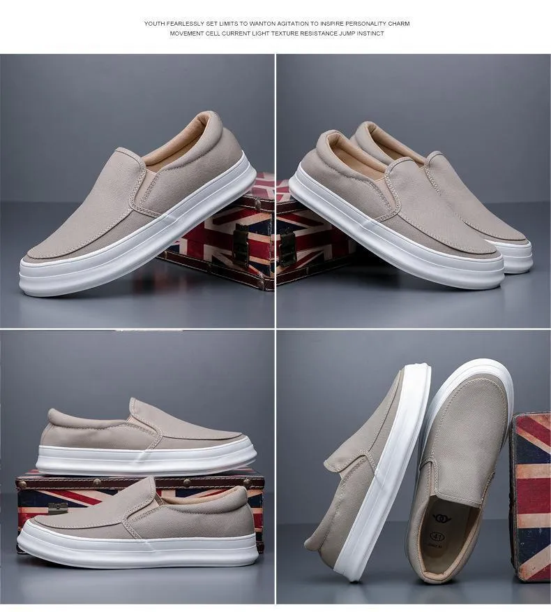 New Men's Casual Shoes Breathable Canvas Shoes Lightweight Soft Flat Shoes Outdoor