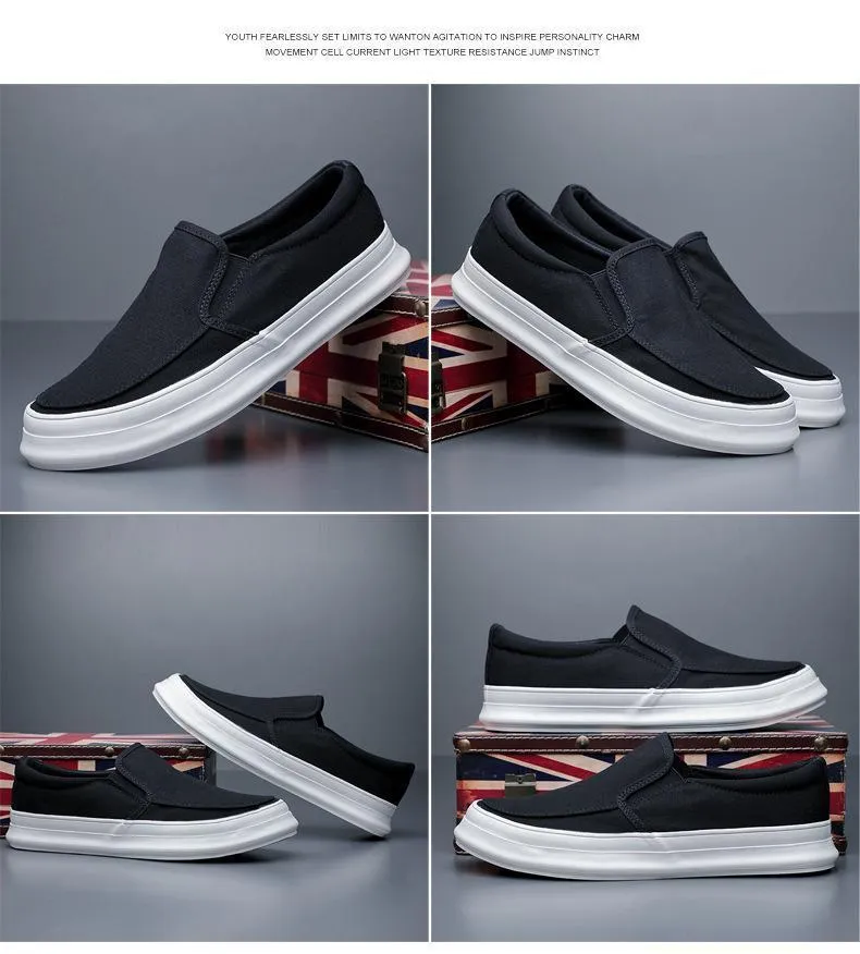 New Men's Casual Shoes Breathable Canvas Shoes Lightweight Soft Flat Shoes Outdoor