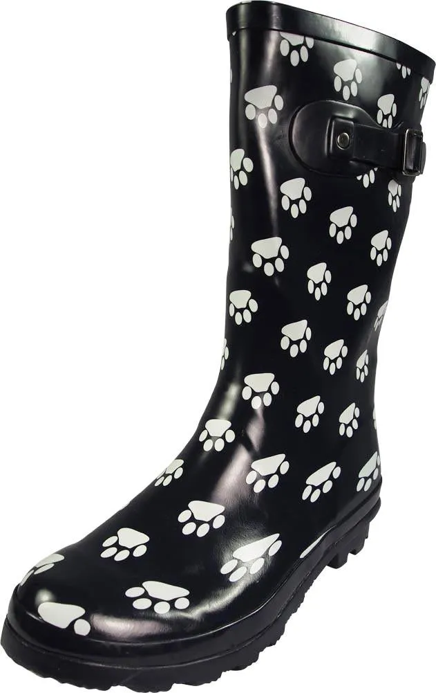 Norty Women's Hurricane Wellie - Glossy Waterproof Mid-Calf Rainboots, 39696