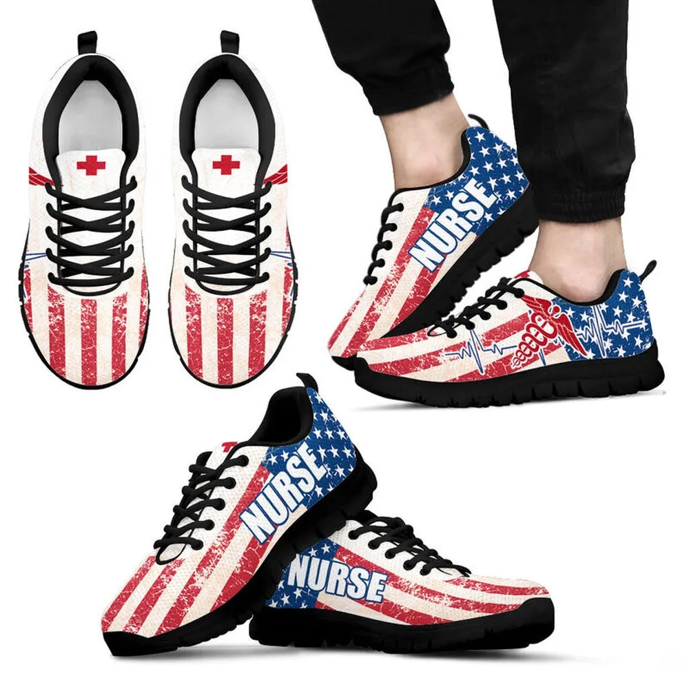 Nurse Sneaker, Nurse Usa Flag Shoes Sneakers Shoes, Best Shoes For Nurses