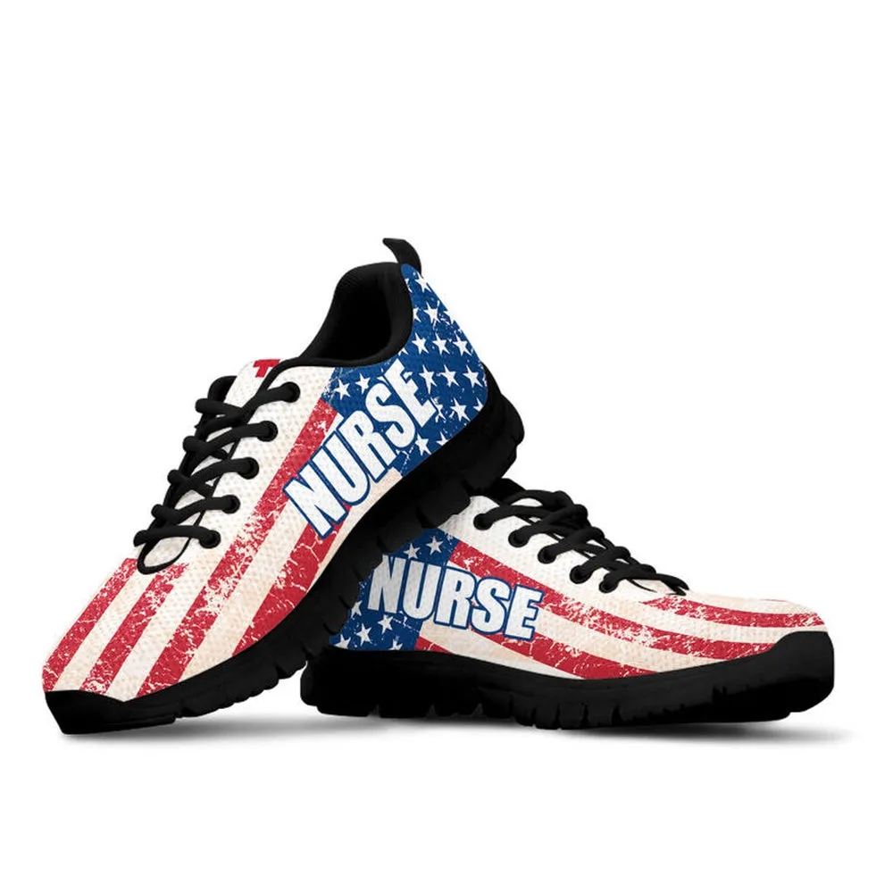 Nurse Sneaker, Nurse Usa Flag Shoes Sneakers Shoes, Best Shoes For Nurses