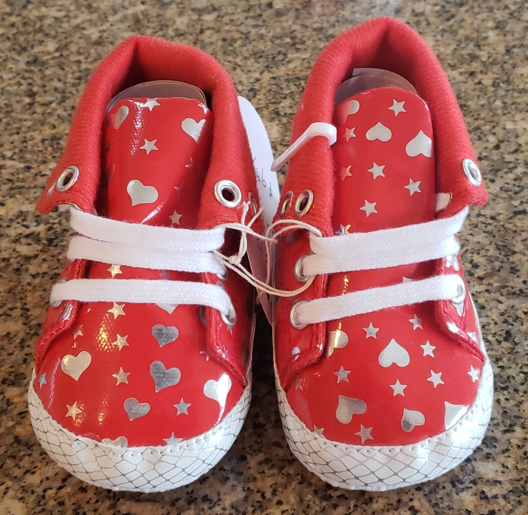 Red Sneakers with Silver Stars & Hearts