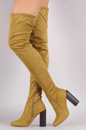 Suede Chunky Heeled Over-The-Knee Boots