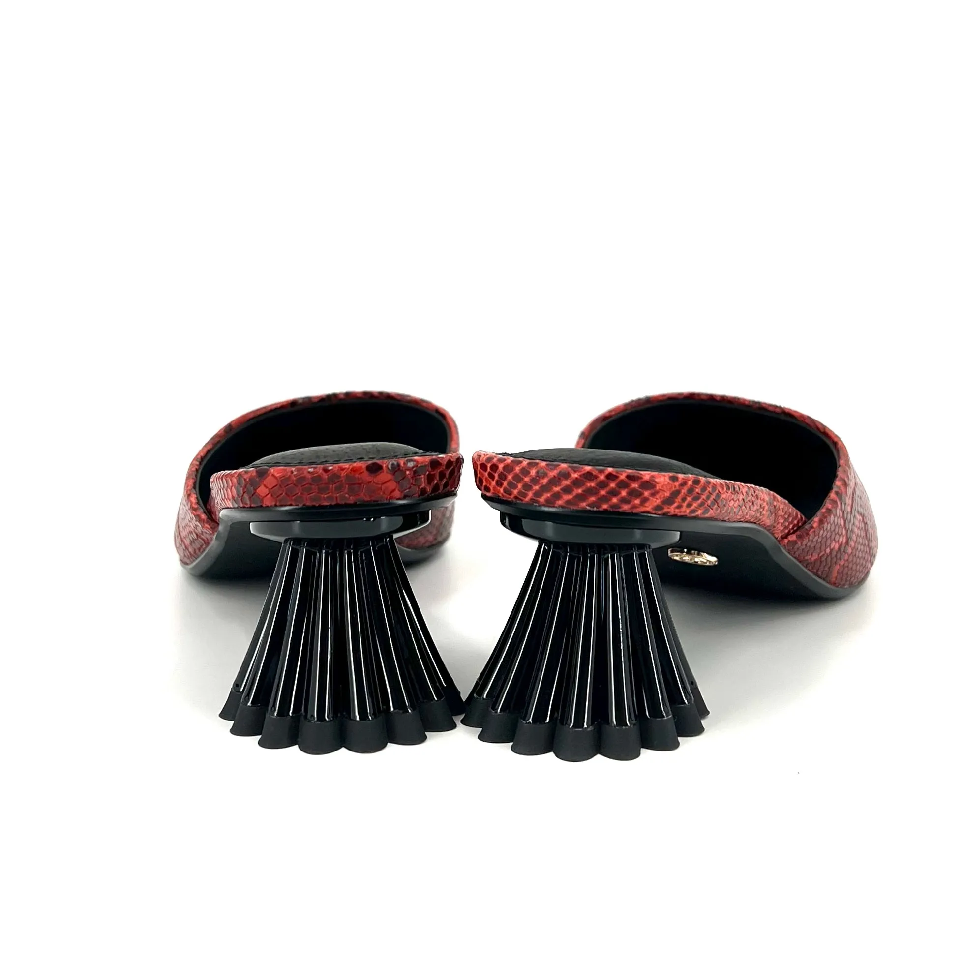 The Snake Mule with Sculpted Heel in Red