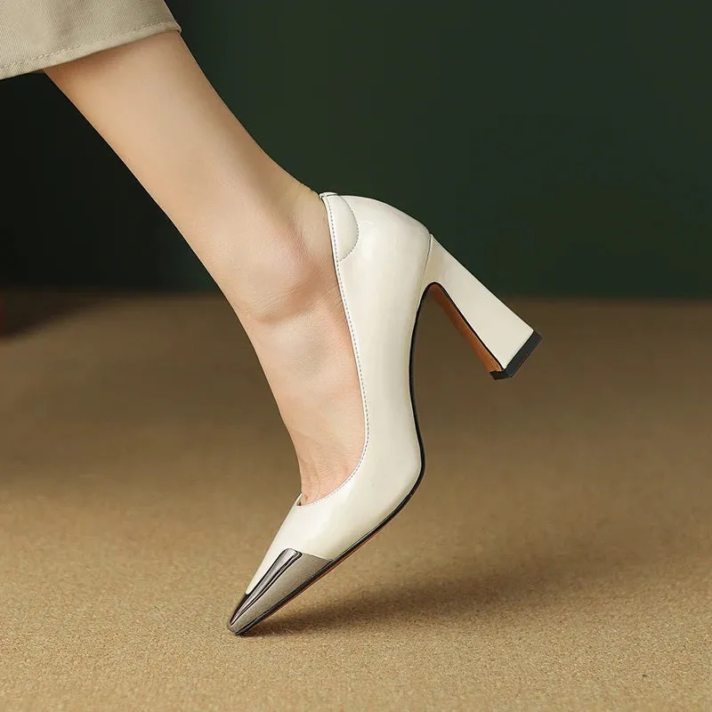 Women's Fashionable Two-Tone Pointed Toe High Heels Shoes